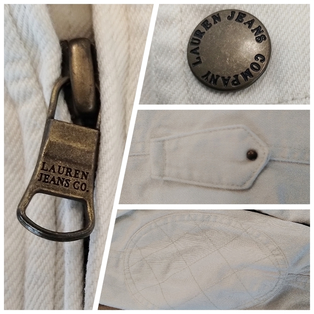 Lauren Jeans Co Ralph Lauren Cream Denim Utility Jacket L Vintage Y2K - Picture 4 of 7